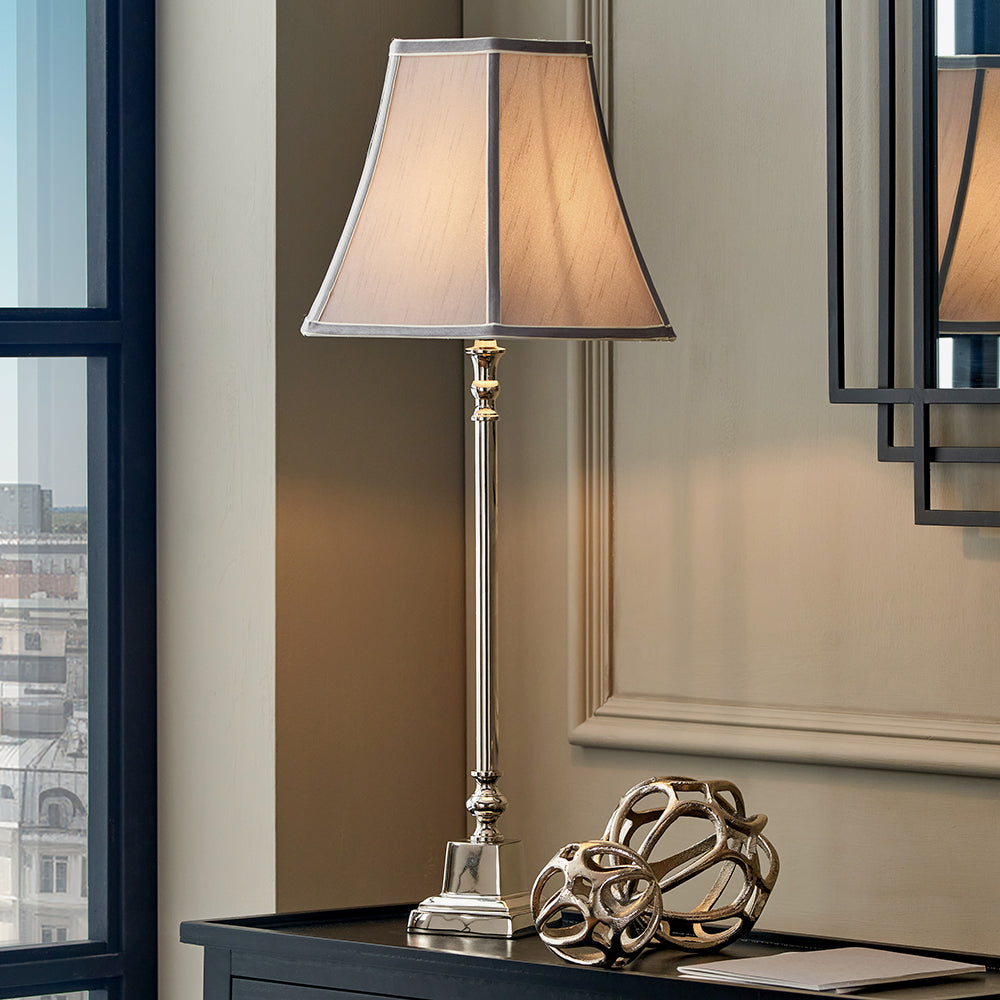 Claudius Nickel Metal Stick Table Lamp Base