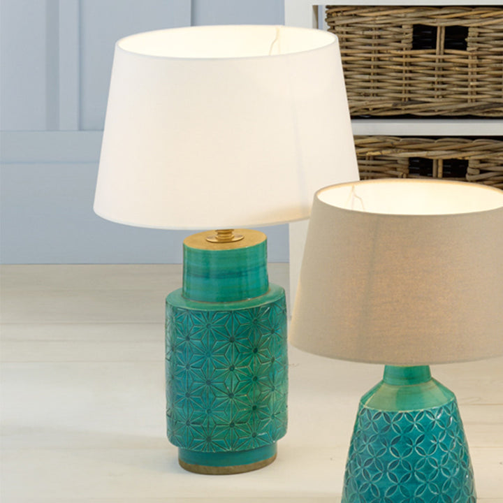 Sidra Aquamarine Stoneware Etch Detail Table Lamp Base