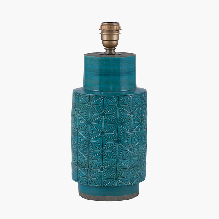 Sidra Aquamarine Stoneware Etch Detail Table Lamp Base