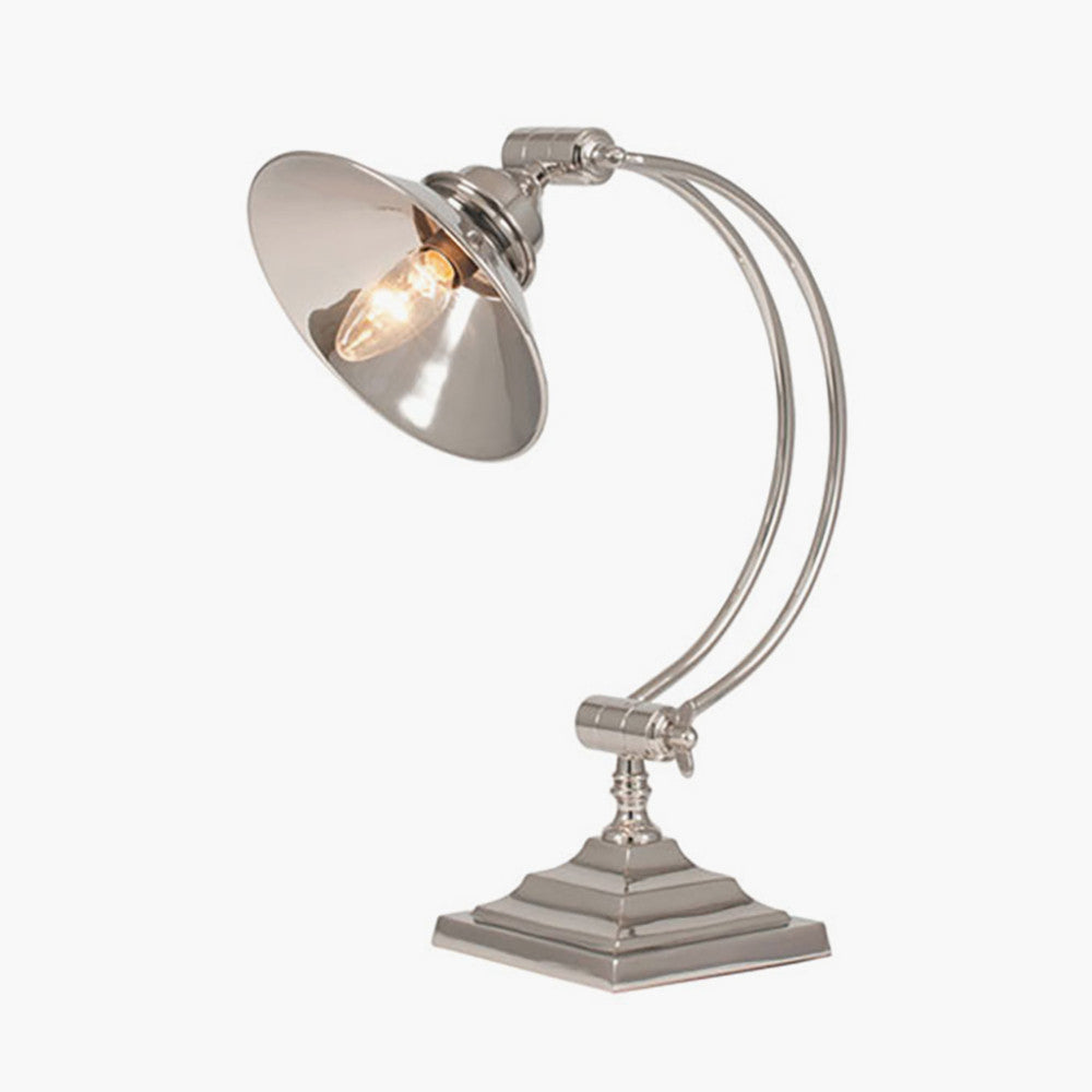 Kensington Nickel Metal Arched Arm Task Table Lamp