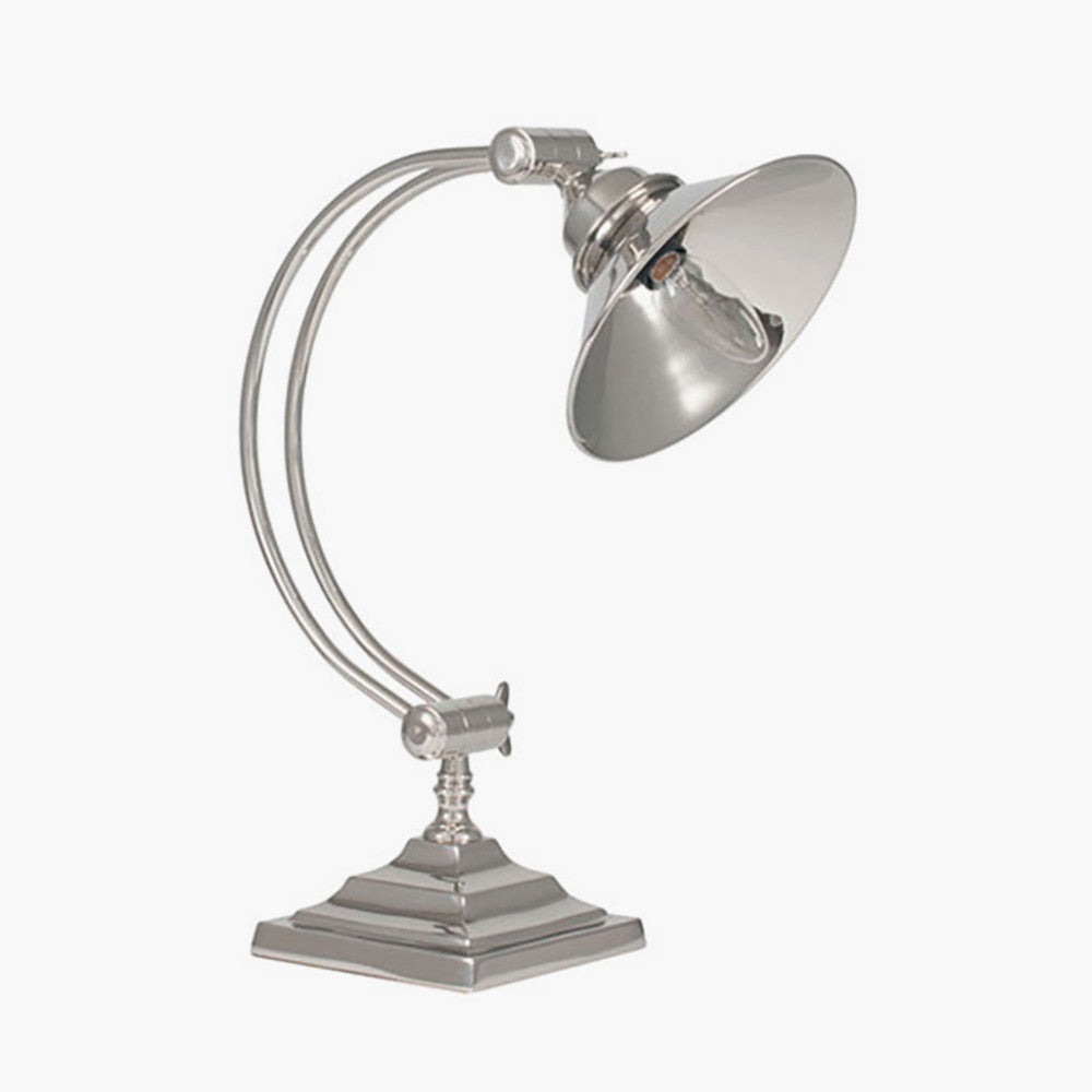 Kensington Nickel Metal Arched Arm Task Table Lamp