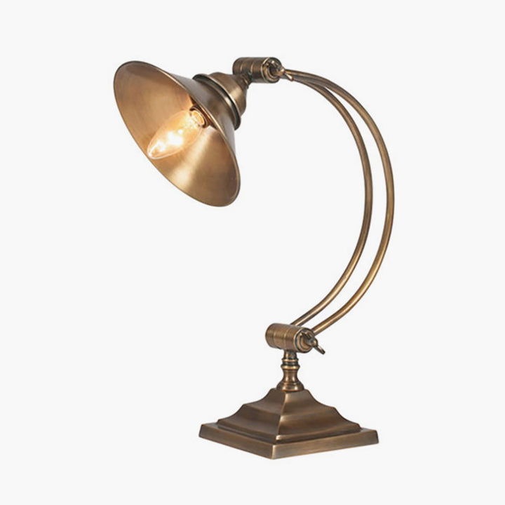 Kensington Antique Brass Metal Arched Arm Task Table Lamp