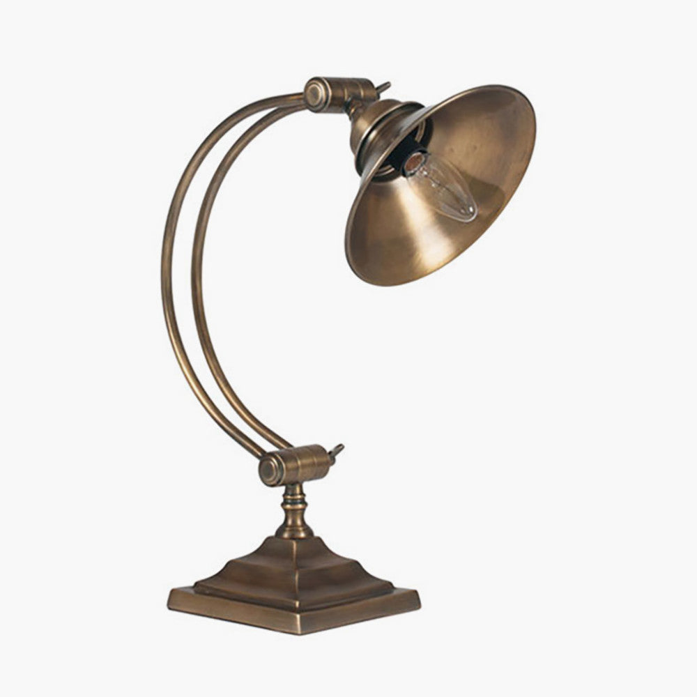 Kensington Antique Brass Metal Arched Arm Task Table Lamp