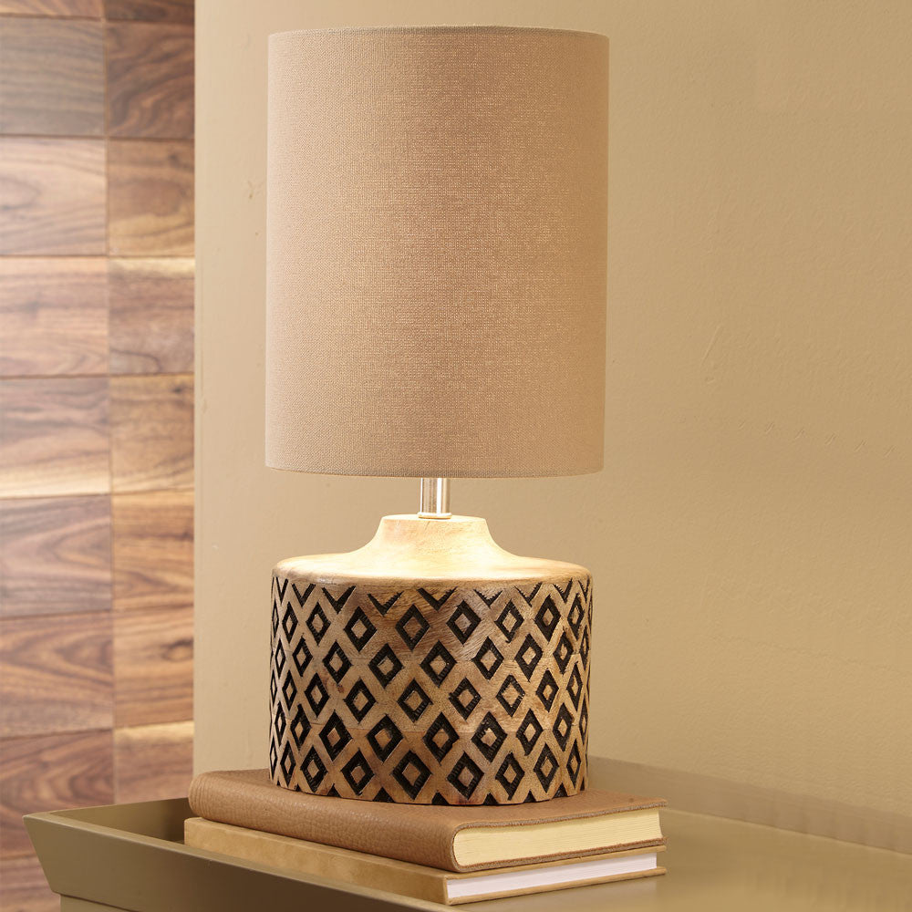 Orissa Short Wooden Diamond Table Lamp