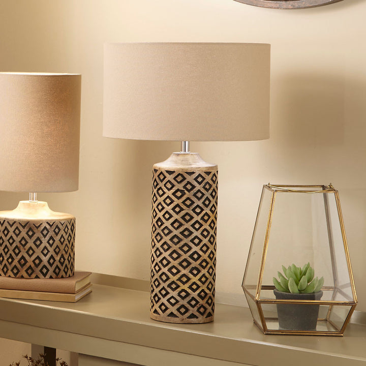 Orissa Tall Wooden Diamond Table Lamp