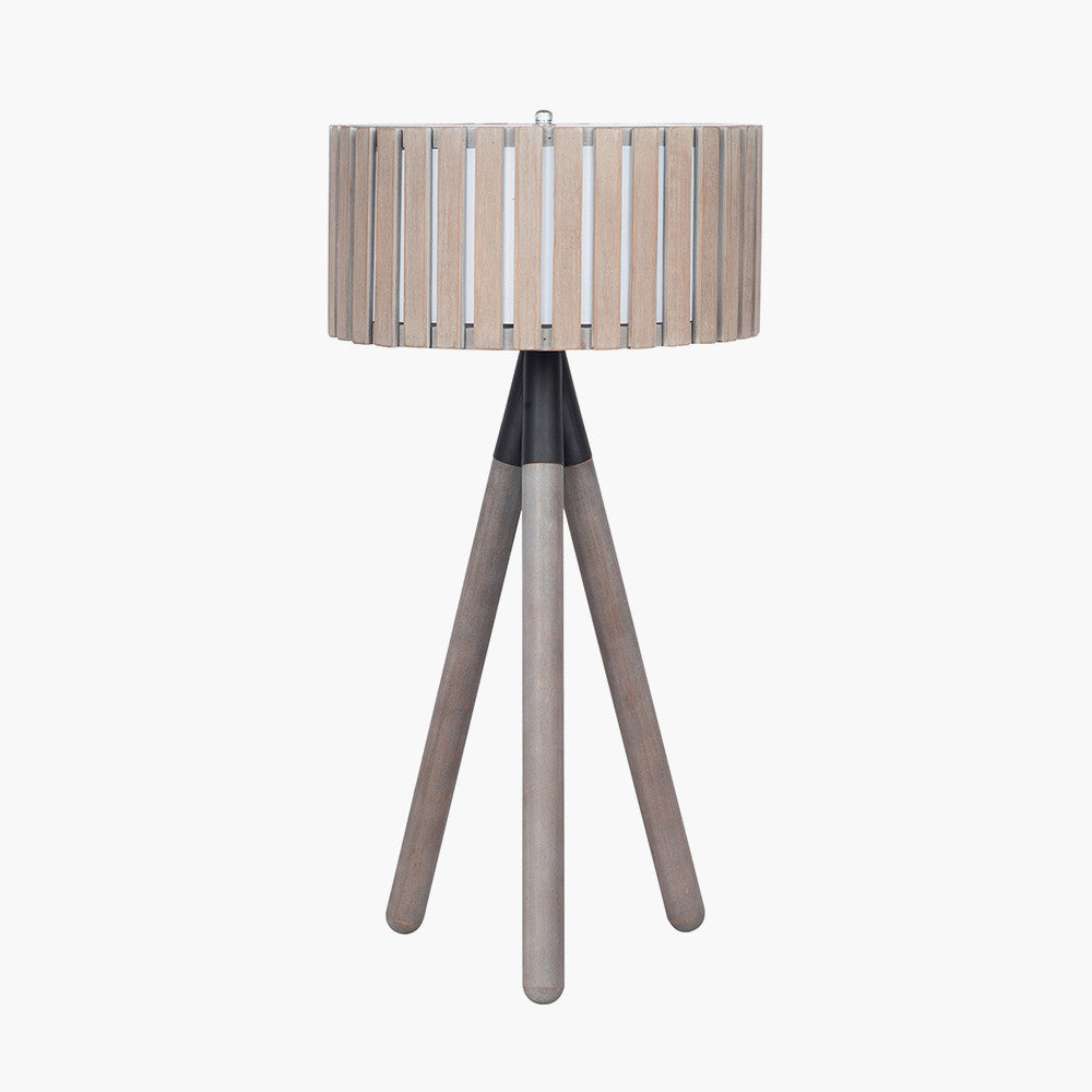 Rabanne Slatted Antique Wood Tripod Table Lamp