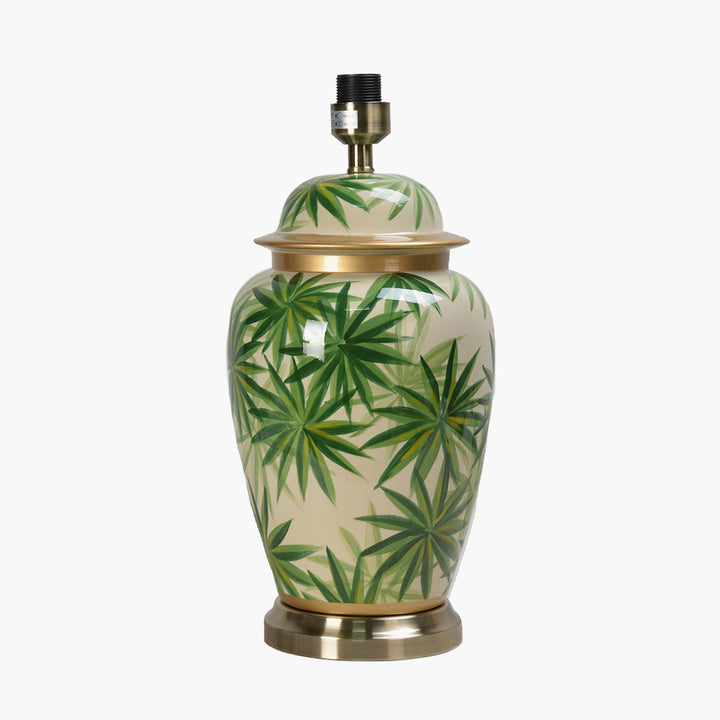 Curacao Palm Leaf Design Ceramic Urn Table Lamp Base