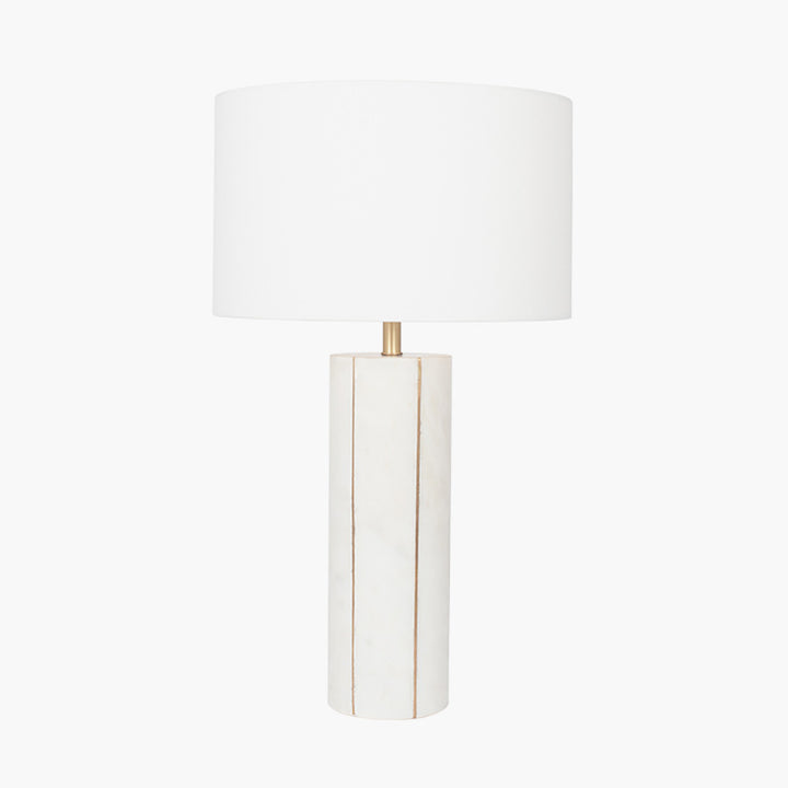 Venetia White Marble and Gold Metal Tall Table Lamp