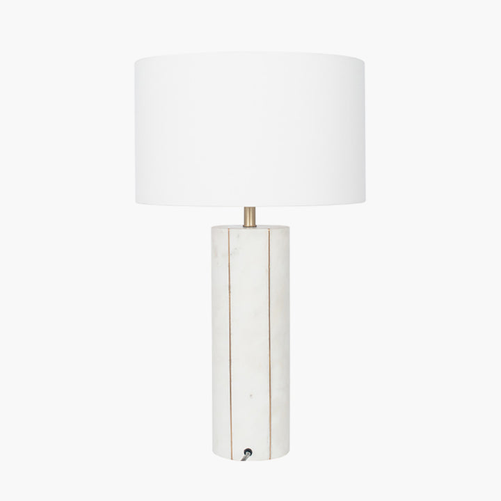 Venetia White Marble and Gold Metal Tall Table Lamp