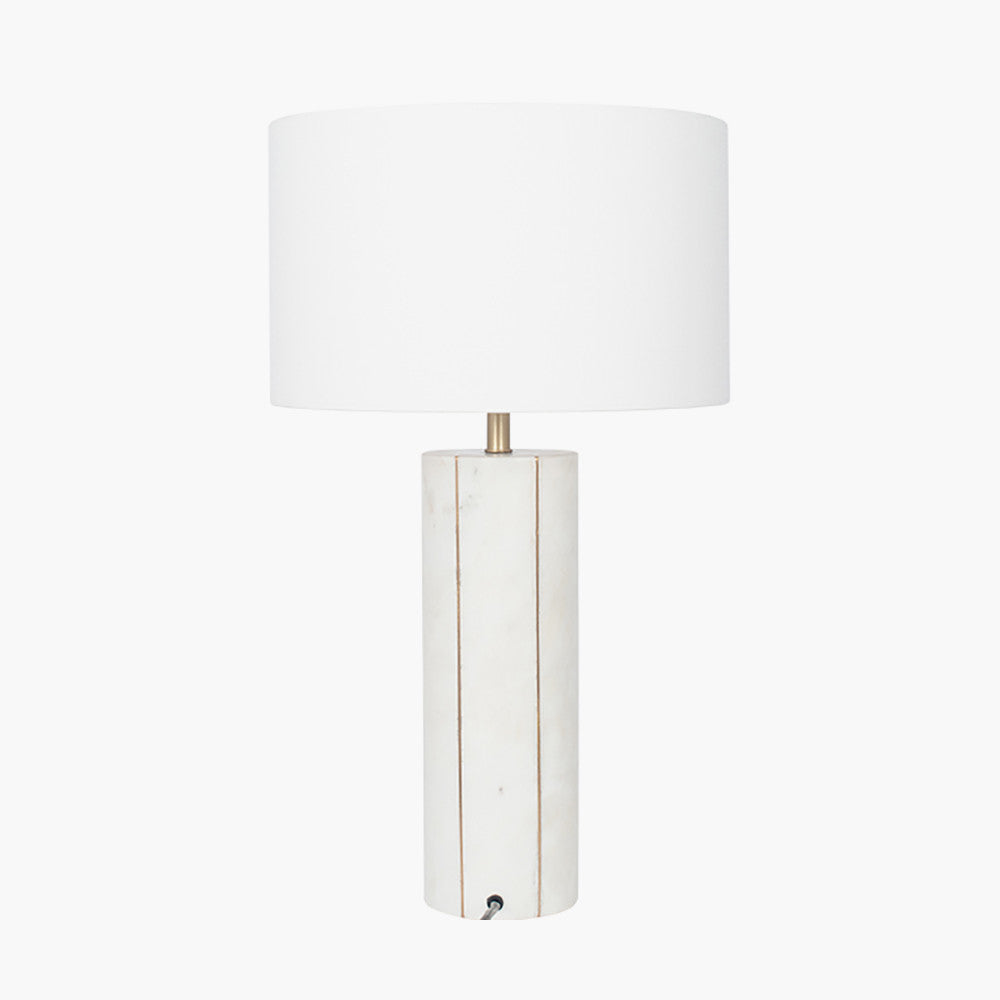 Venetia White Marble and Gold Metal Tall Table Lamp