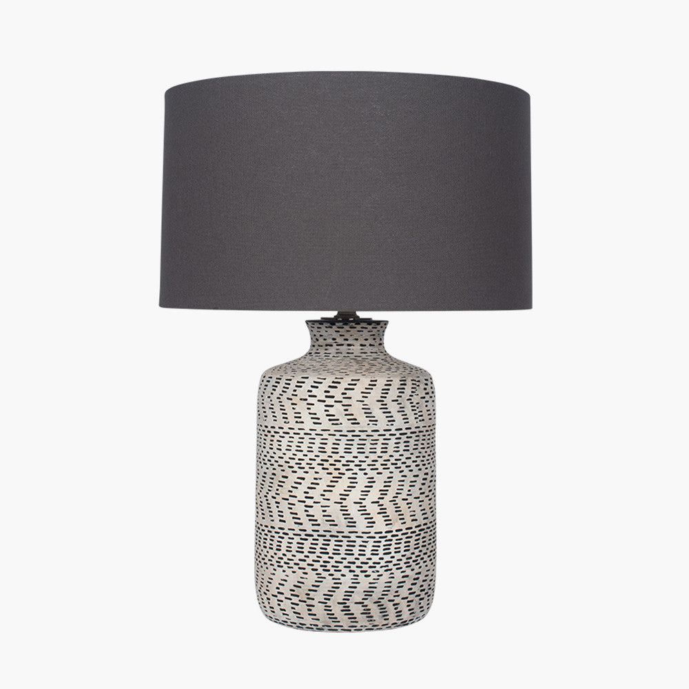 Atouk Textured Natural and Black Stoneware Table Lamp Base