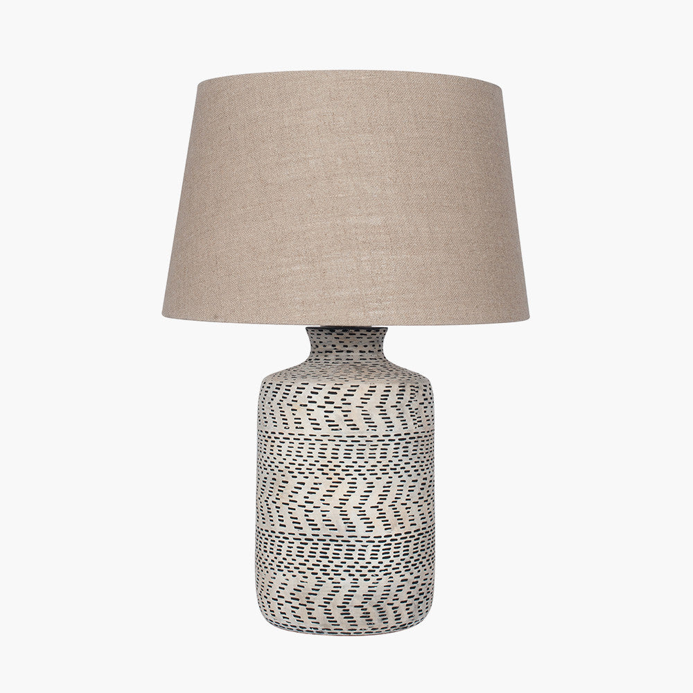 Atouk Textured Natural and Black Stoneware Table Lamp Base