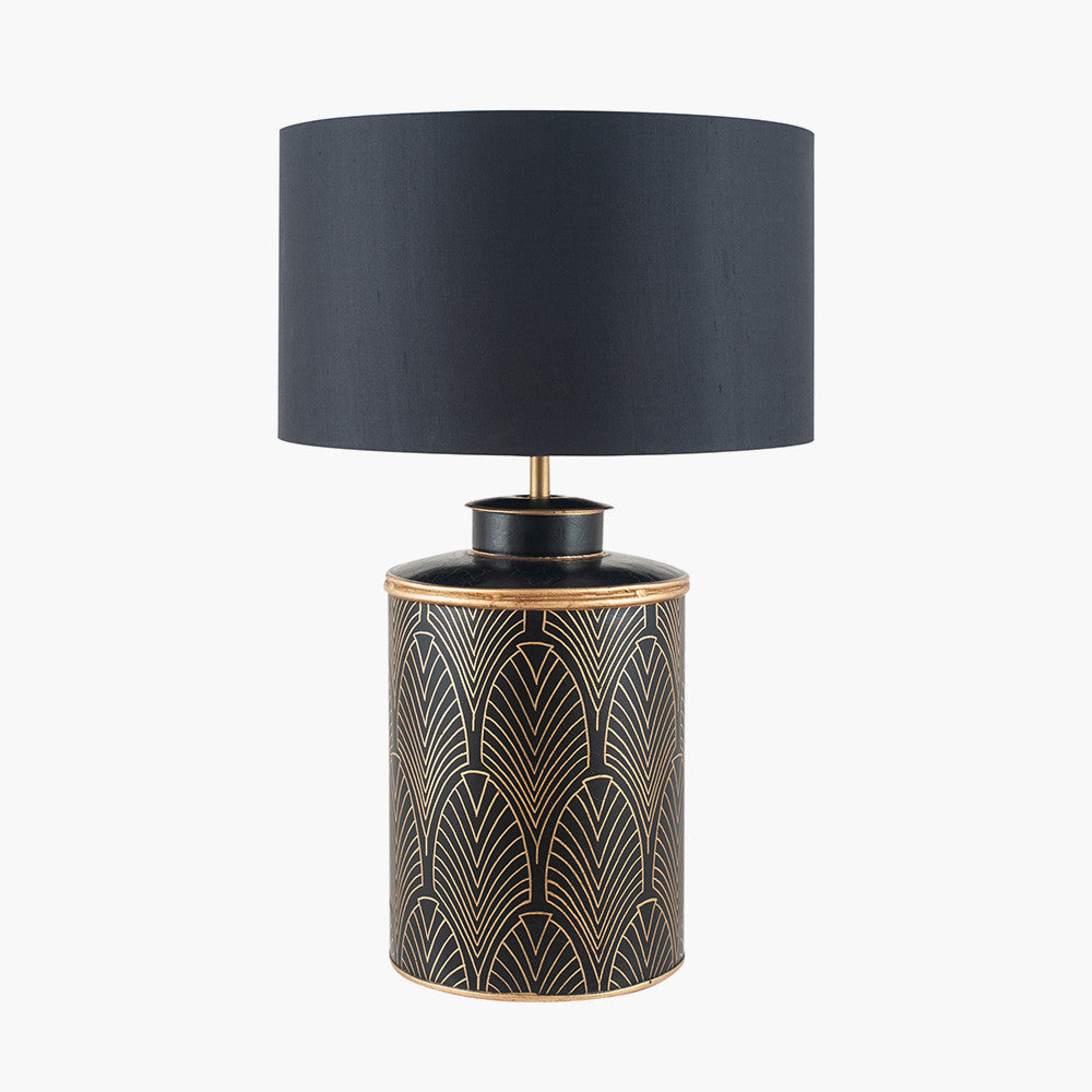 Deco Black Geo Art Deco Hand Painted Table Lamp Base