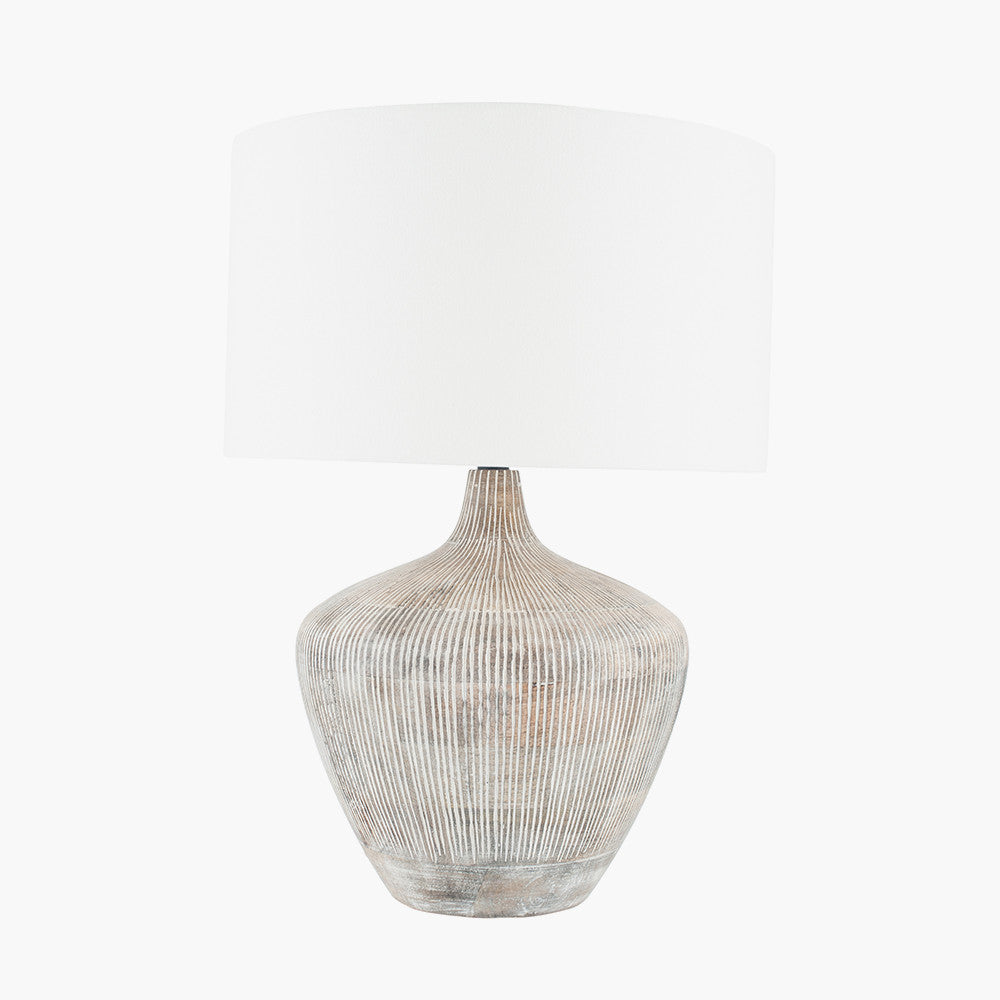 Manaia White Wash Textured Wood Table Lamp Base