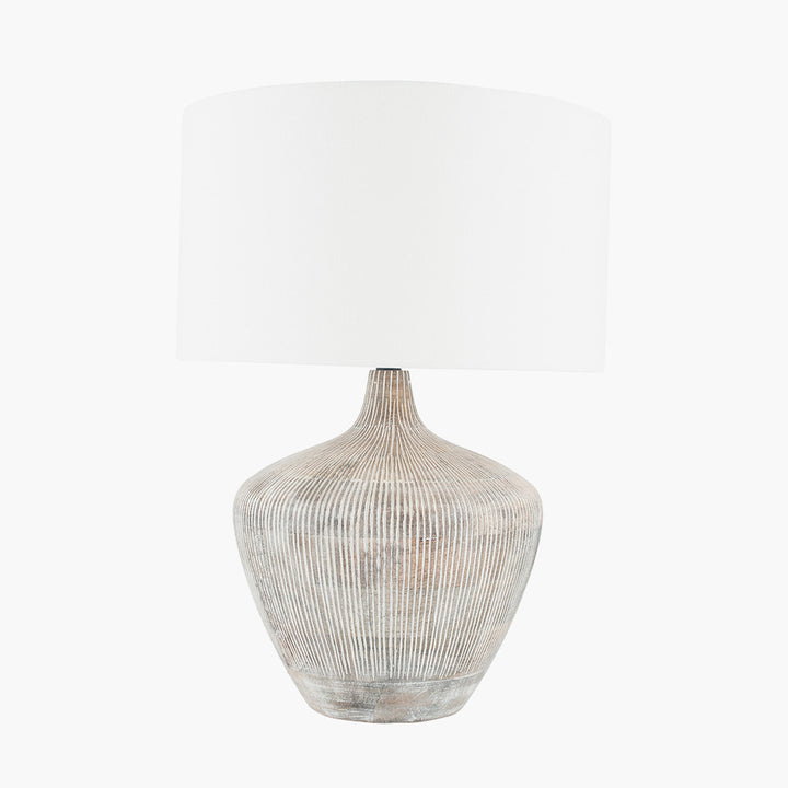 Manaia White Wash Textured Wood Table Lamp Base