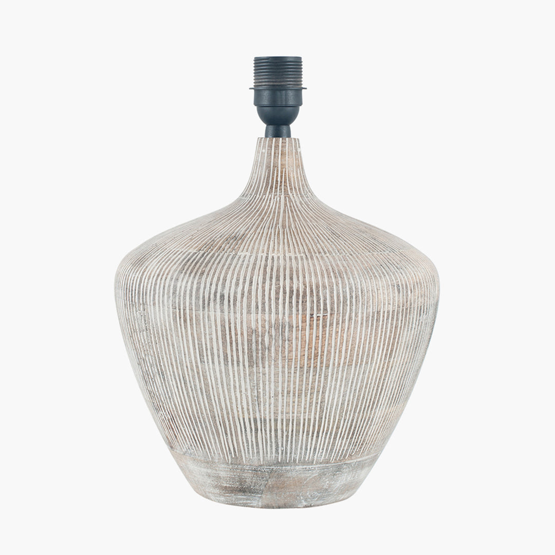 Manaia White Wash Textured Wood Table Lamp Base