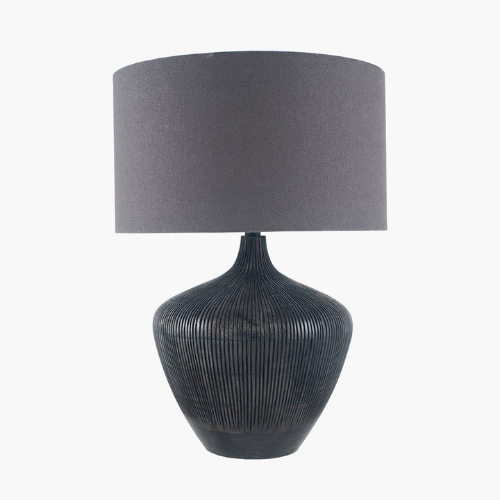 Manaia Antique Black Textured Wood Table Lamp Base