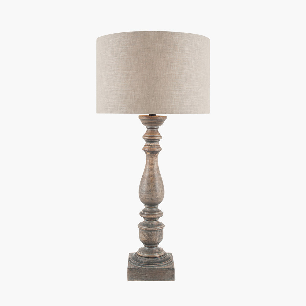 Alia Grey Wash Turned Mango Wood Table Lamp Base