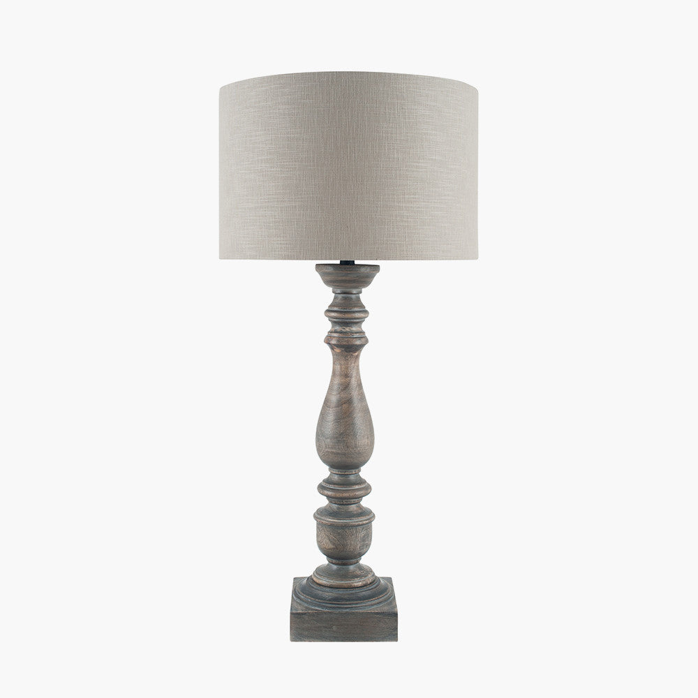 Alia Grey Wash Turned Mango Wood Table Lamp Base