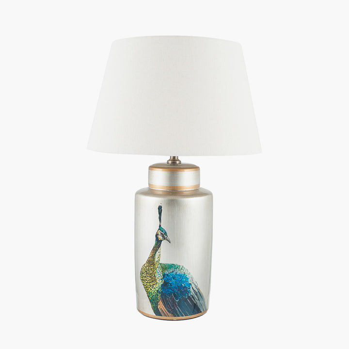 Avas Peacock Tall Silver Ceramic Table Lamp Base