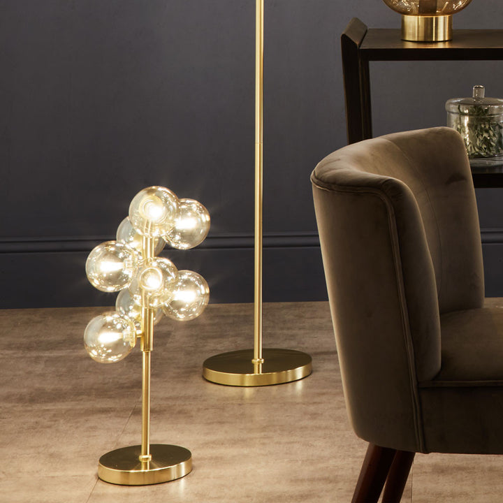 Vecchio Lustre Glass Orb and Gold Metal Table Lamp