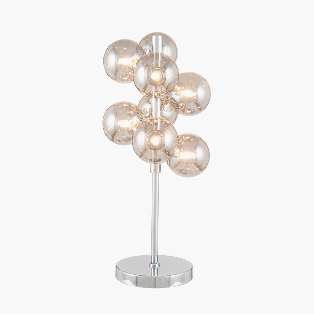 Vecchio Smoke Glass Orb and Chrome Table Lamp