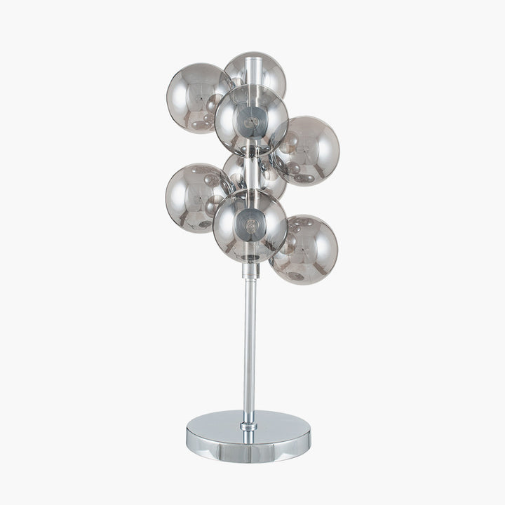 Vecchio Smoke Glass Orb and Chrome Table Lamp