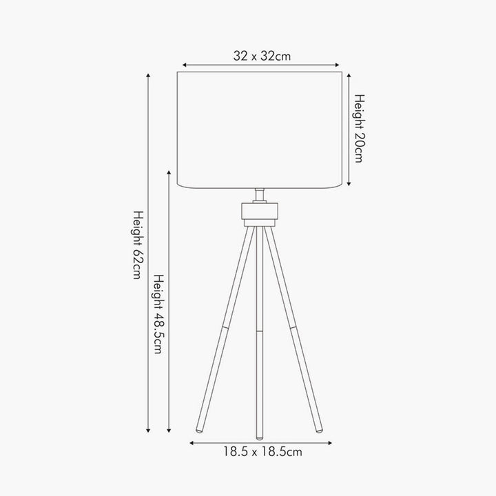 Houston Brushed Silver Metal Tripod Table Lamp