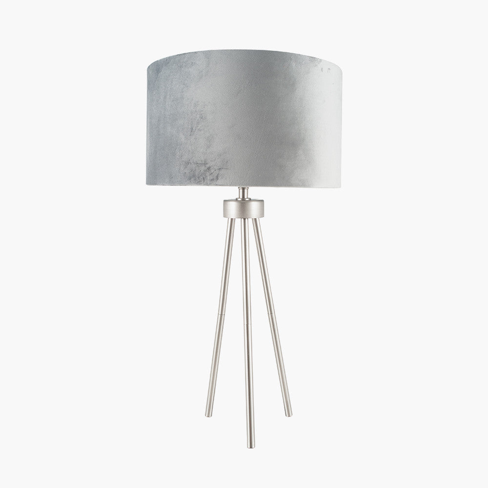 Houston Brushed Silver Metal Tripod Table Lamp