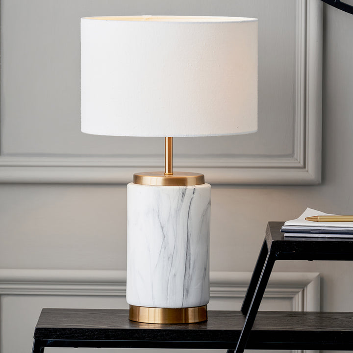 Carrara Marble Effect Ceramic Table Lamp