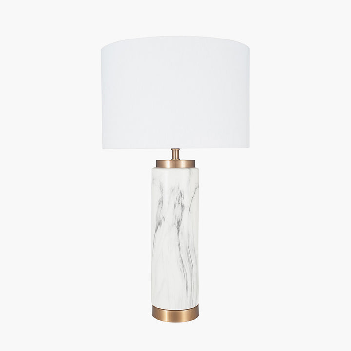 Carrara Marble Effect Ceramic Tall Table Lamp