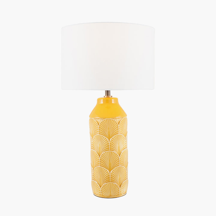 Bethan Embossed Mustard Ceramic Table Lamp