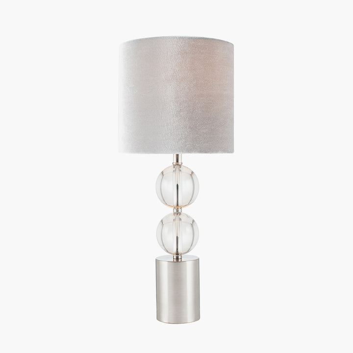 Harris Brushed Silver and Clear Glass Table Lamp