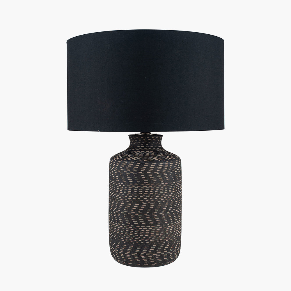 Atouk Textured Black Stoneware Table Lamp Base