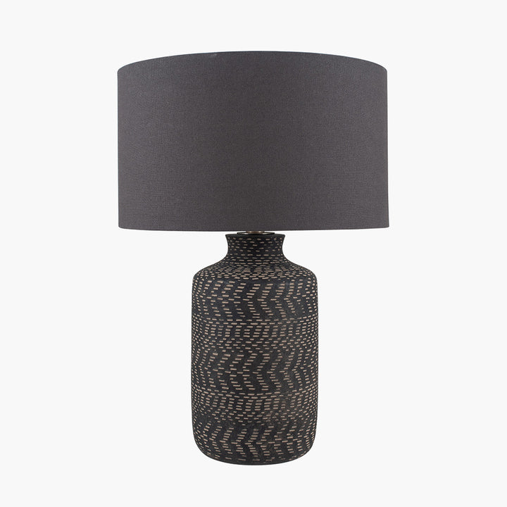 Atouk Textured Black Stoneware Table Lamp Base