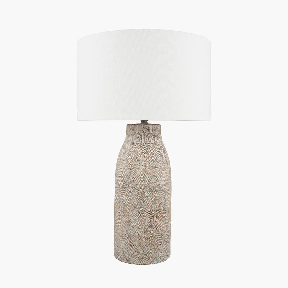 Palawan Stone Grey Feather Stoneware Table Lamp Base