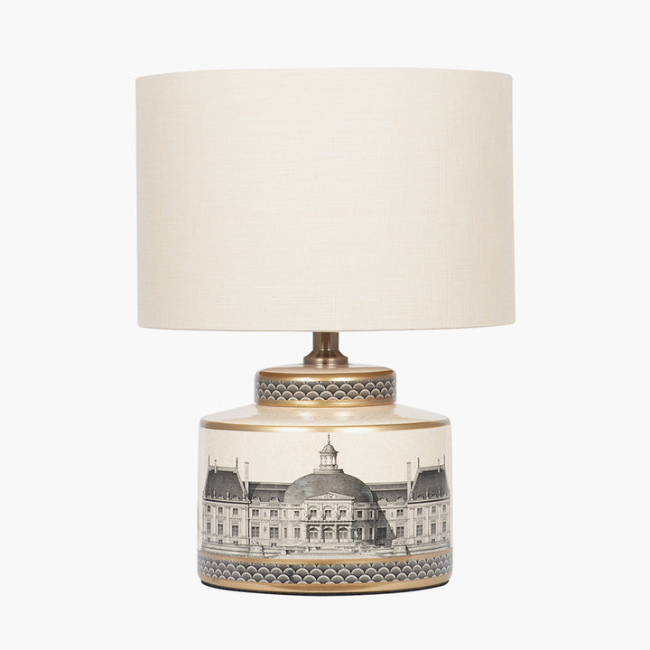 Wren Black and Cream Building Print Ceramic Table Lamp Base