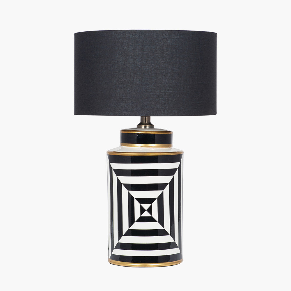 Optic Black and White Optic Stripe Ceramic Table Lamp Base