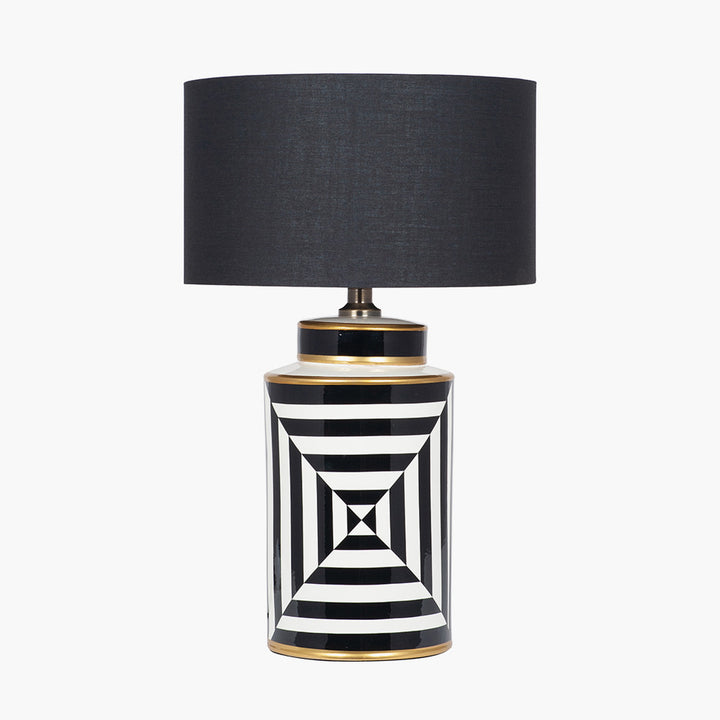 Optic Black and White Optic Stripe Ceramic Table Lamp Base