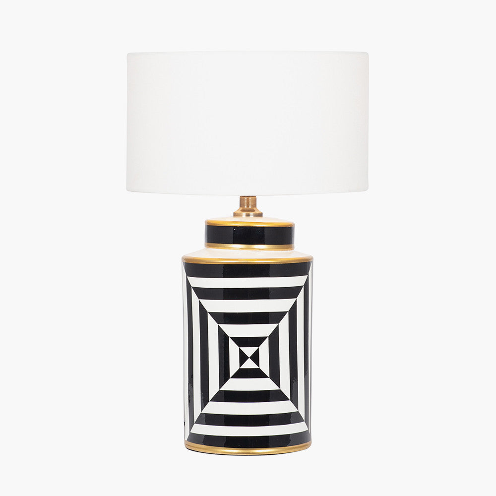 Optic Black and White Optic Stripe Ceramic Table Lamp Base