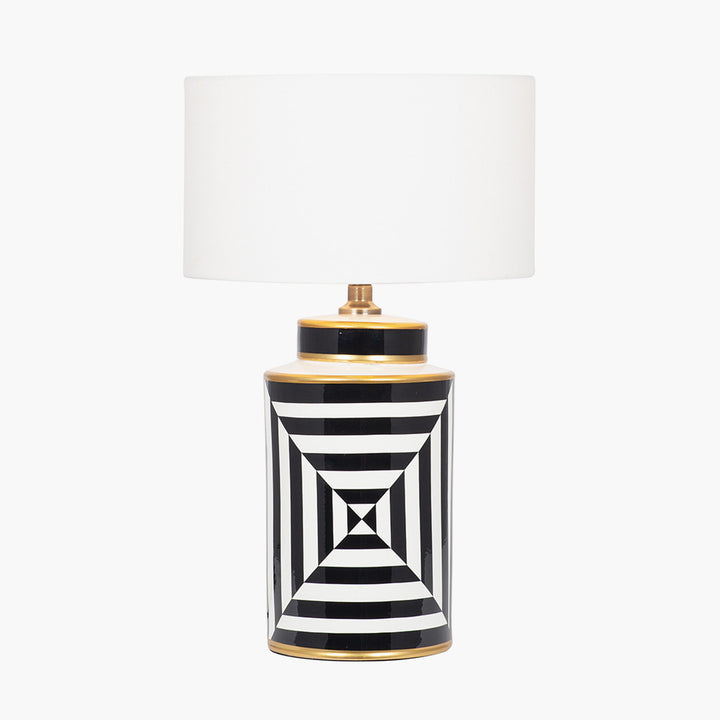 Optic Black and White Optic Stripe Ceramic Table Lamp Base