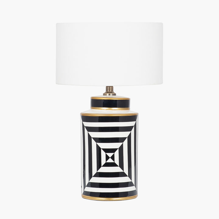 Optic Black and White Optic Stripe Ceramic Table Lamp Base