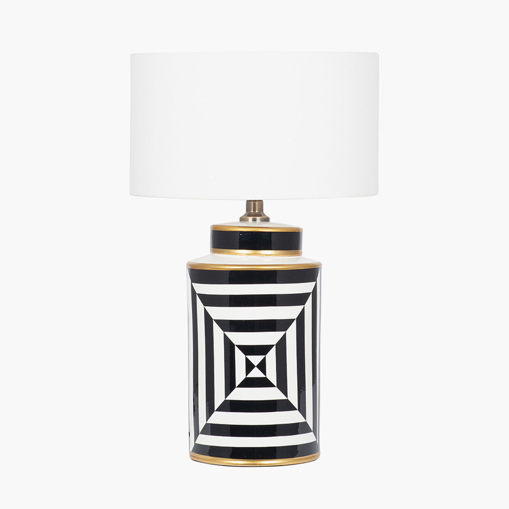 Optic Black and White Optic Stripe Ceramic Table Lamp Base