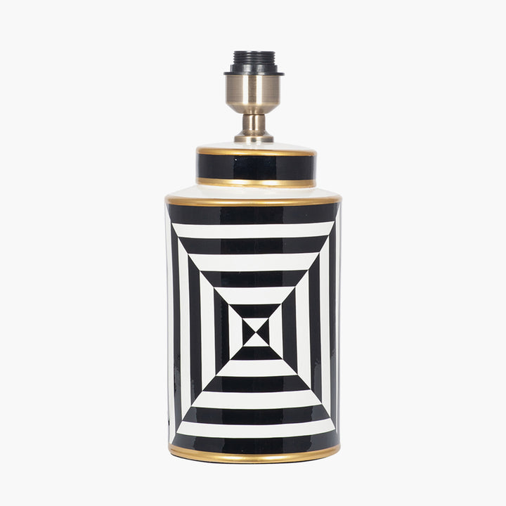 Optic Black and White Optic Stripe Ceramic Table Lamp Base