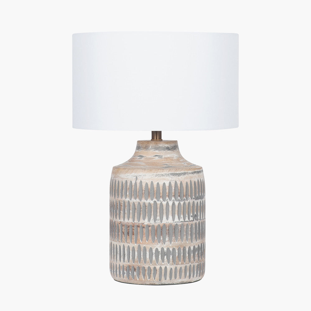 Galle Grey Wash Wood Textured Table Lamp Base