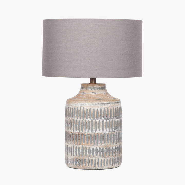 Galle Grey Wash Wood Textured Table Lamp Base