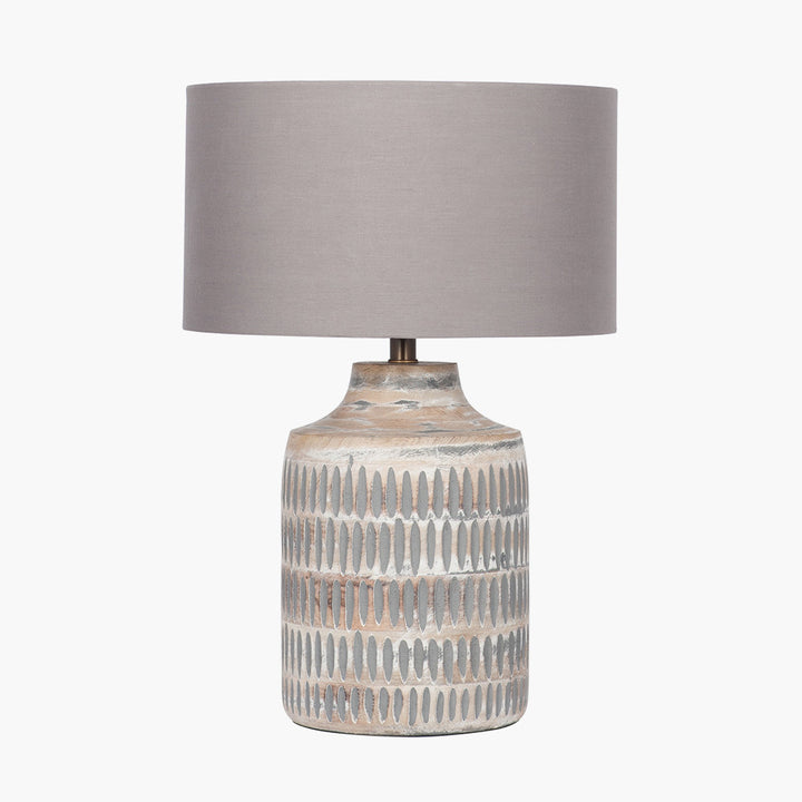 Galle Grey Wash Wood Textured Table Lamp Base