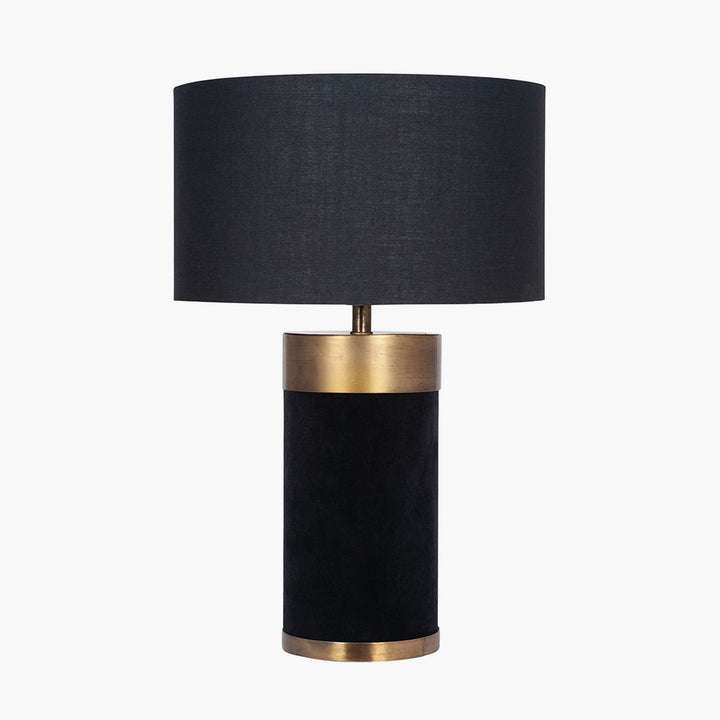 Dempsey Black Velvet and Antique Gold Metal Table Lamp Base