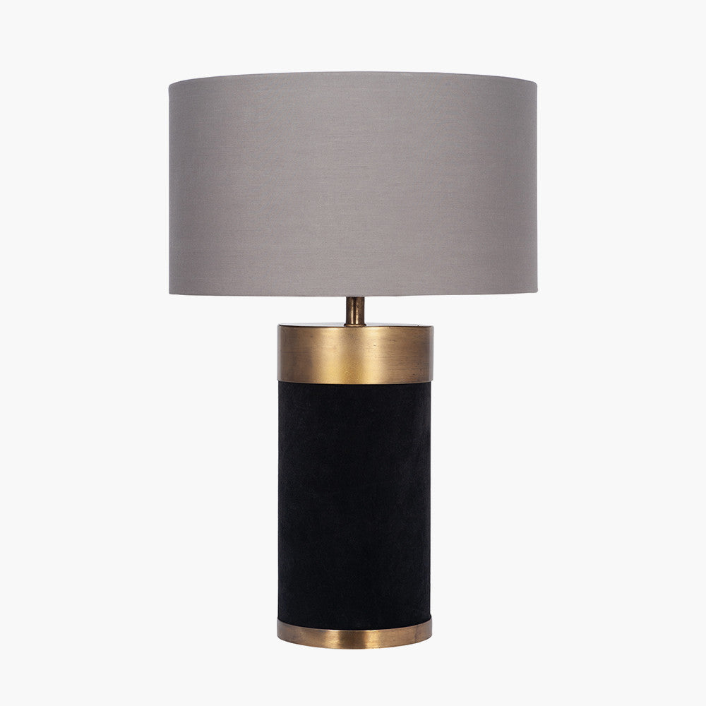 Dempsey Black Velvet and Antique Gold Metal Table Lamp Base