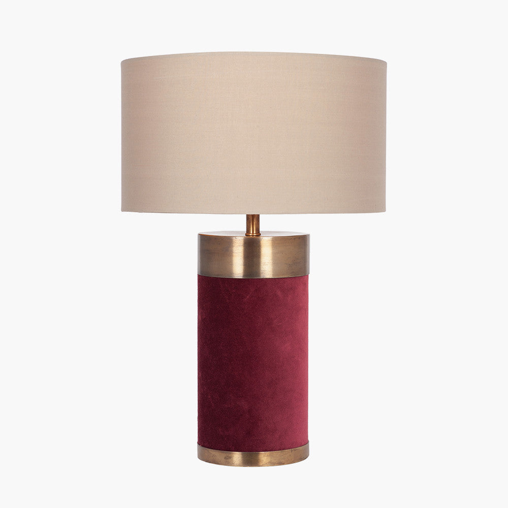 Dempsey Red Velvet and Antique Gold Metal Table Lamp Base